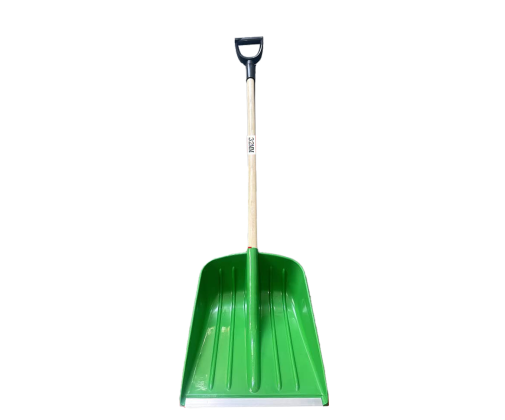Лопата пластиковая для снега (зерна) зелёная с деревянным черенком 145см (36х45см)