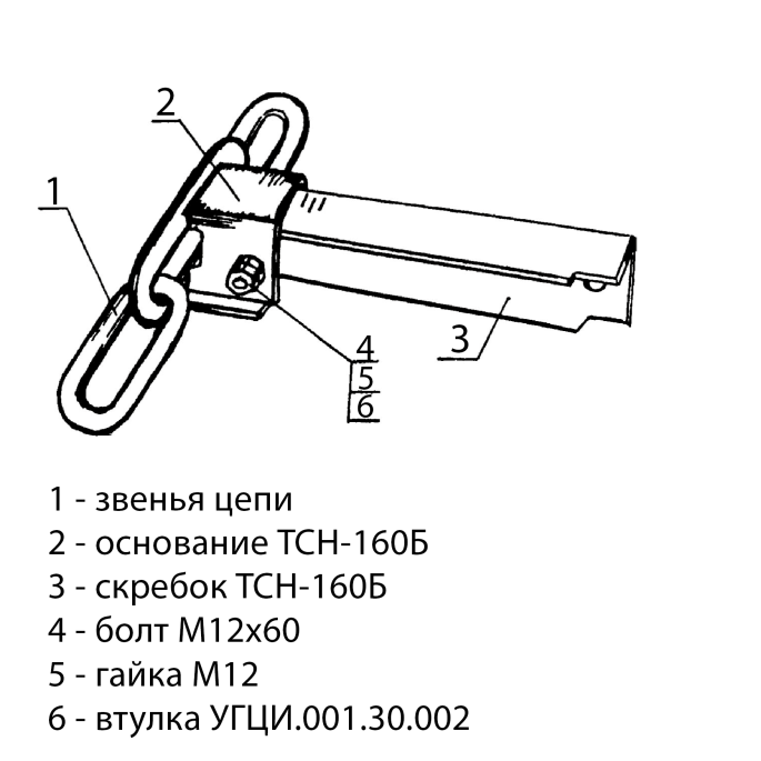 Конвейер скребковый навозоуборочный ТСН-160Б (КСГ-7-05) Р/К 