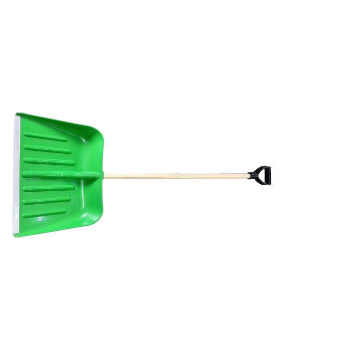 Лопата пластиковая для снега (зерна) зелёная с деревянным черенком 135см (45х36см)