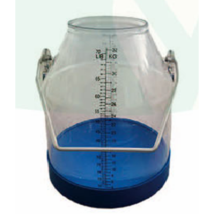 Ведро доильное пластиковое прозрачное 32кг (синее основание)